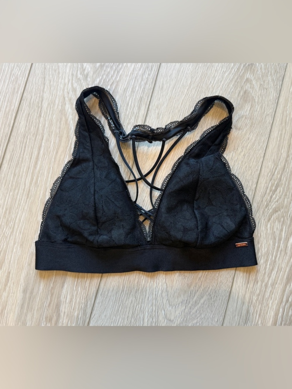 Victoria's Secret PINK Black Lace Strappy Back Bralette Small Women’s
